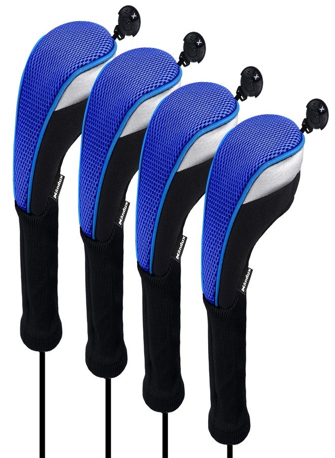 Andux 4pcs/Pack Long Neck Golf Hybrid Club Head Covers CTMT-02 Blue - Image 1
