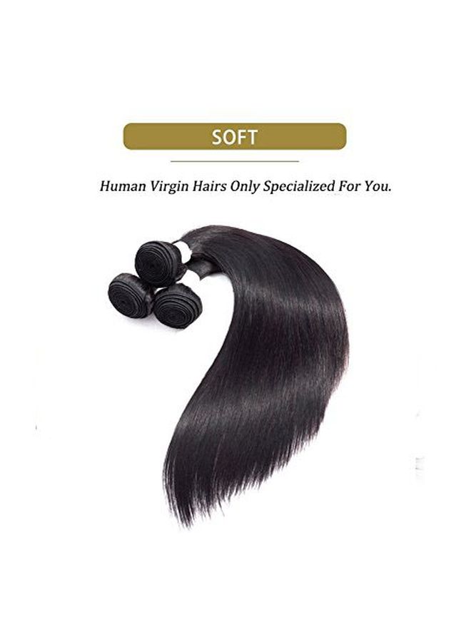 NIBEMINENT 3-Piece Human Hair Extension Black - Image 3