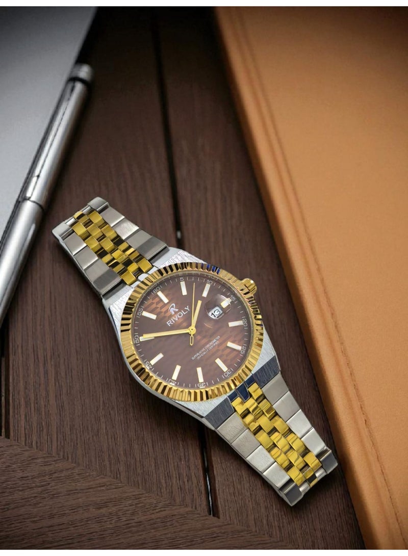 ريفولي ساعة يد للرجال من الستانلس ستيل بعرض انالوج وحركة كوارتز ، سهلة القراءة بتصميم عصري مقاوم للماء، ساعة يد كلاسيكية فاخرة . - Image 5