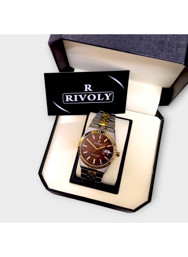 ريفولي ساعة يد للرجال من الستانلس ستيل بعرض انالوج وحركة كوارتز ، سهلة القراءة بتصميم عصري مقاوم للماء، ساعة يد كلاسيكية فاخرة . - Image 3