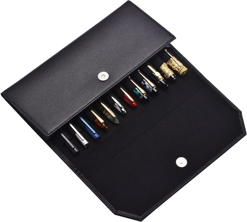 erofa 12 Black Fountain Pen Case PU Leather Organiser Bag Portfolio - Image 5