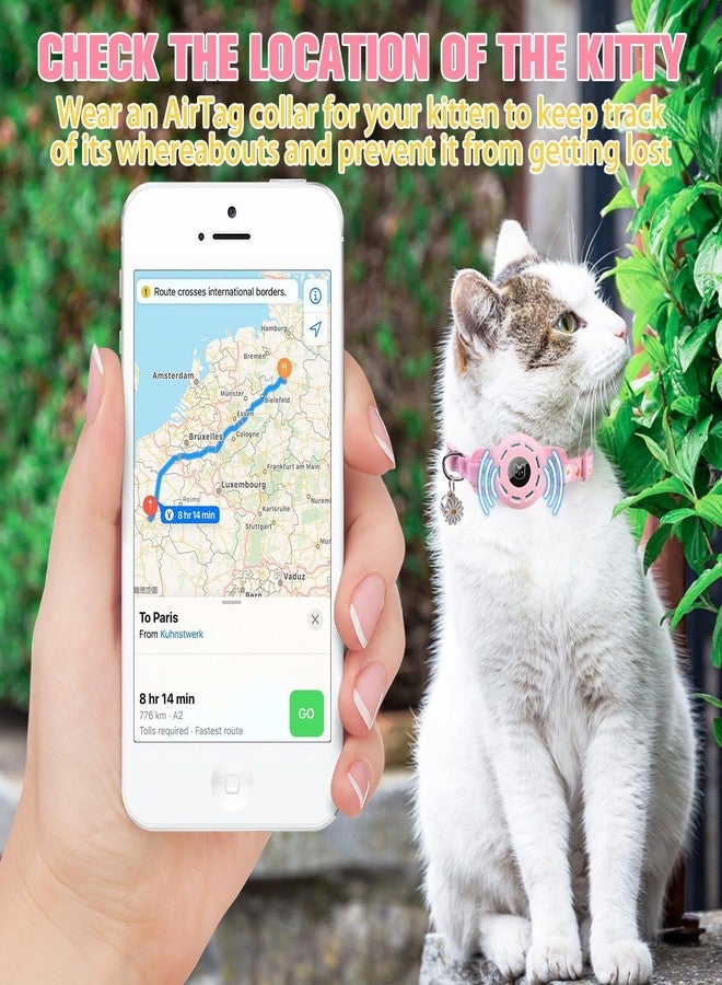 بينج بت طوق BINGPET AirTag للقطط مع أجراس، طوق مطاطي آمن مُطوّر للقطط مع حامل طوق AirTag، أطواق مضادة للضياع للقطط الإناث والذكور، أطواق مضادة للاختناق للقطط والجراء - Image 4