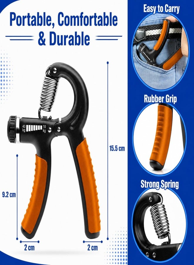 FIT FOCUS Gym Combo Kit with Sports Duffle Bag and Adjustable Hand Grip Strengthener, 10-40kg, for Men and Women, Workout Travel Fitness Training (Orange) - Image 3