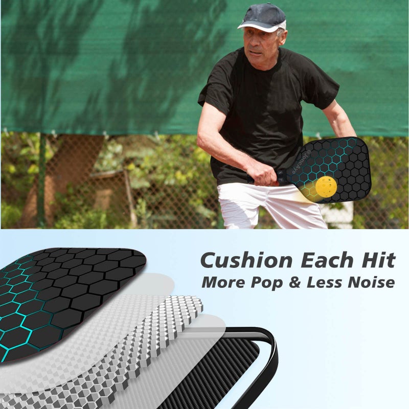 JoncAye Pickle-Ball Racket Set of 2 or 4, Fiberglass Graphite Paddles for Beginners Intermediate, USAPA Approved Pickleball Gear with Balls, Portable Bag, Grip Tape, Comfy Grip for Adults Kids - Image 4