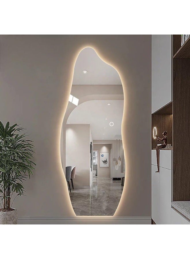 Decorhills Full Length Mirror 75 * 170cm Standing Hanging or Leaning Against Wall Large Bedroom Mirror Floor Mirror Dressing Mirror Wall-Mounted Mirror with LED Light - Image 1