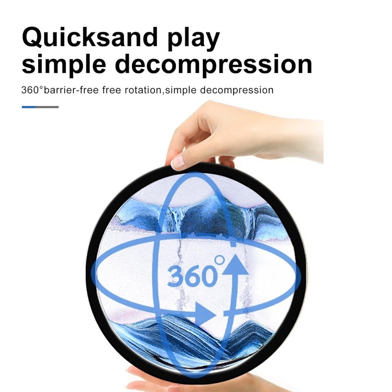 SZUAH Sand Art Kit – Moving Sand Art Liquid Motion Picture, Round Glass Desktop Decor for Home or Office, Relaxing Sand Art Picture (7 Inch, Multicolour) - Image 4