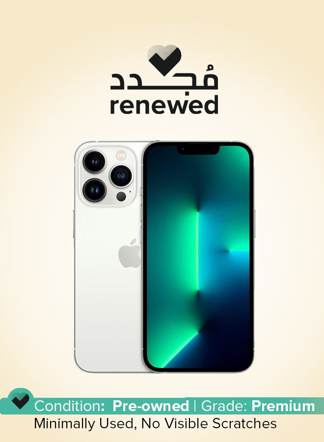 ابل  مُجدد - هاتف آيفون 13 برو ماكس بسعة 128 جيجابايت بلون فضي وتقنية 5G مع تطبيق فيس تايم - نسخة عالمية - Image 1