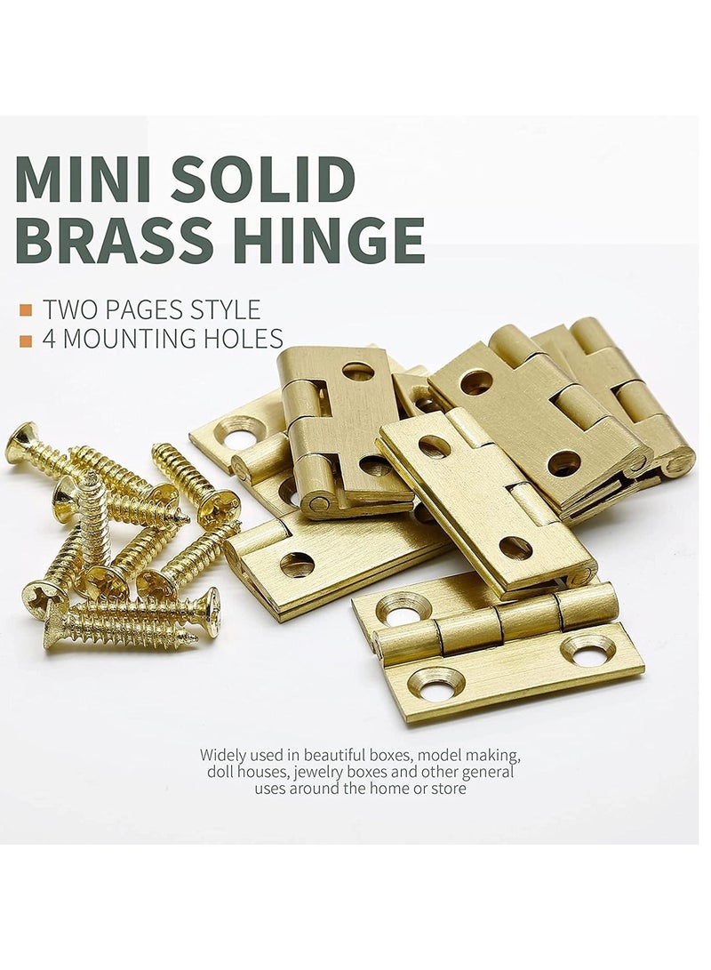 Mini Solid Brass Hinges, 10Pcs Cabinet Drawer Hinges for Jewelry Chest Wood Box, Hinges - Image 4