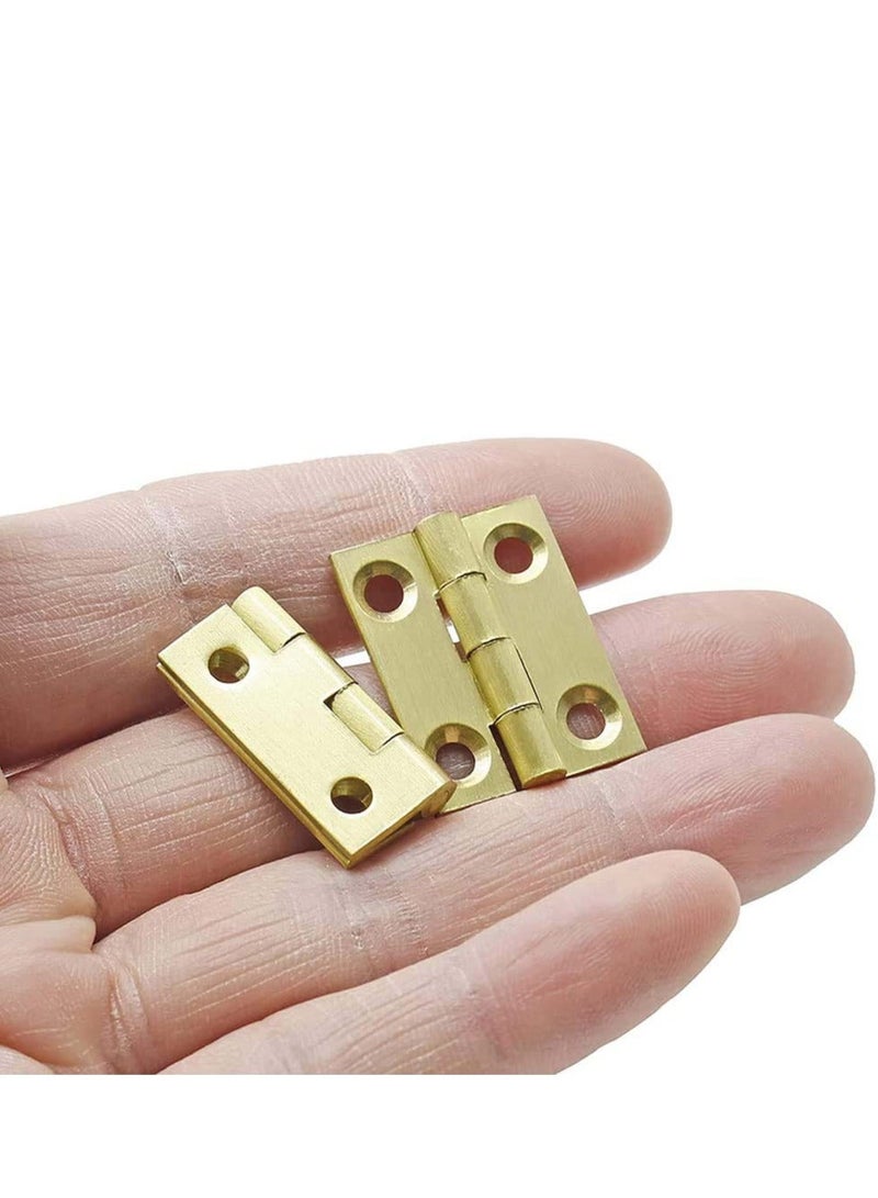 Mini Solid Brass Hinges, 10Pcs Cabinet Drawer Hinges for Jewelry Chest Wood Box, Hinges - Image 2