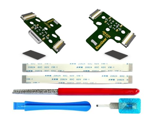 ElecGear 2X USB C Charging Port PCB for 2nd Gen PS4 Controller, Upgrade DS4 from Micro-USB Input Port to USB Type-C Connector Adaptor Replacement for JDS-040, JDS-055, Flex Cable Repair Tool incl. - Image 1