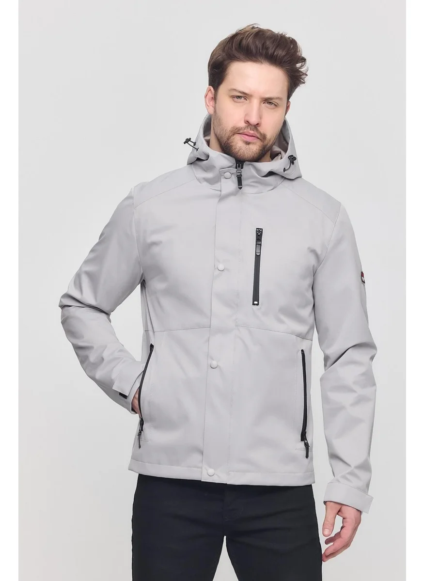 سيفيست Beige Men's Fixed Hooded Jacket & Coat