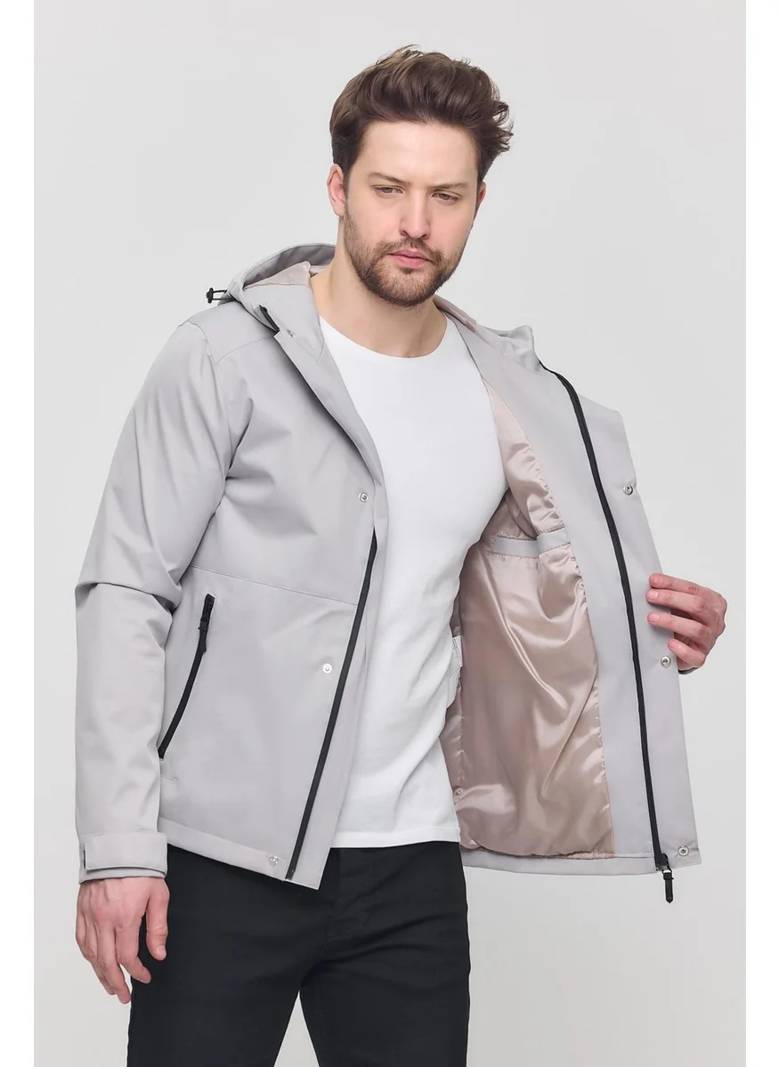 سيفيست Beige Men's Fixed Hooded Jacket & Coat