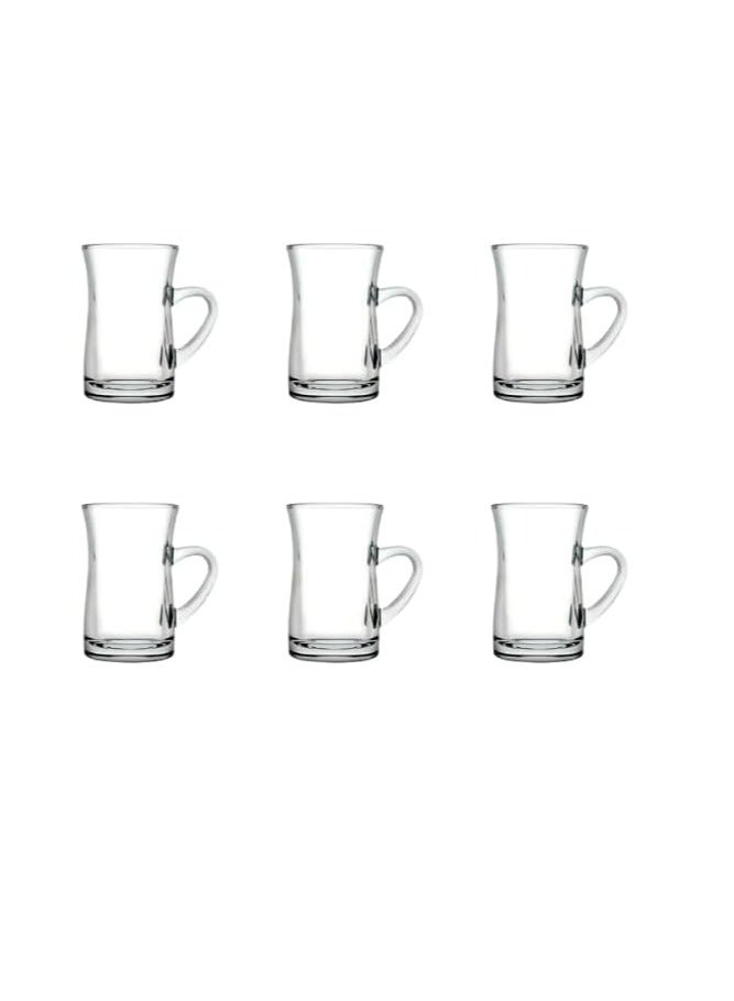 Pasabahce Mila Tea Mug Set of 6 Cups-Clear, (150ml) clear - Image 1