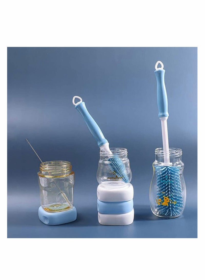 SYOSI Silicone Soft Touch Bottle Brush, Baby Bottle Cleaning Brush, Long Handle Kitchen Cleaner Silicone Brush for Washing Glass, Baby Bottles, Mugs, Narrow Neck Water Sport Bottles, Set of 3 - Image 3