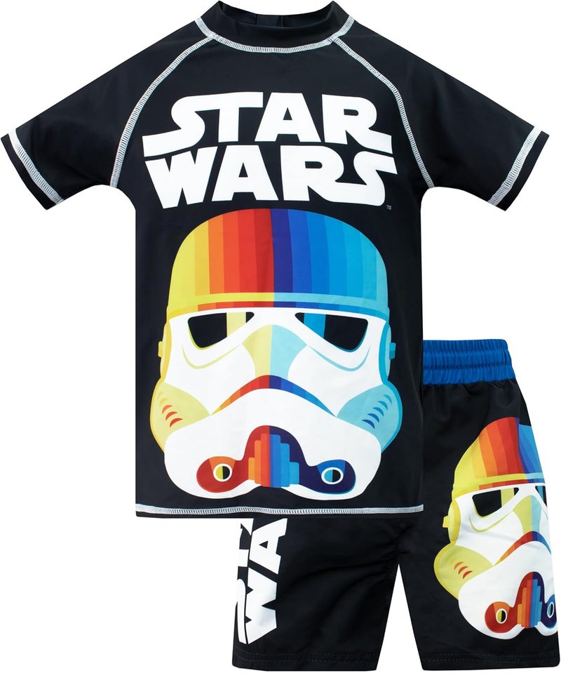 Starwars Boys Swimming Costume | 2 Piece Stormtrooper Swimsuit for Boys | Rash Guard and Swim Shorts - Image 1