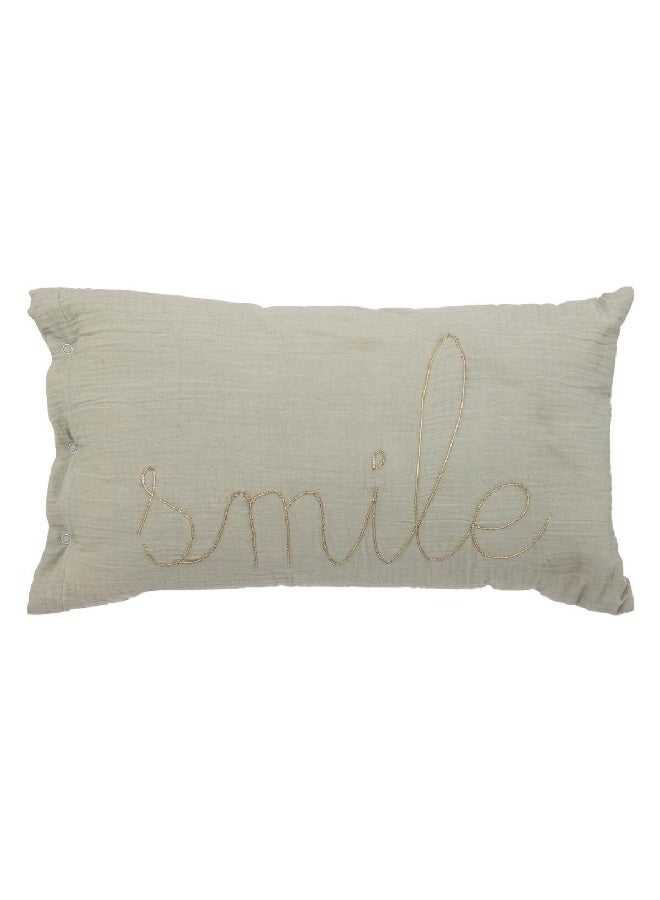 atmosphera Lili Smile Embroidered Rectangular Decorative Cushion Light Green 30 x 50 cm 195896C - Image 1