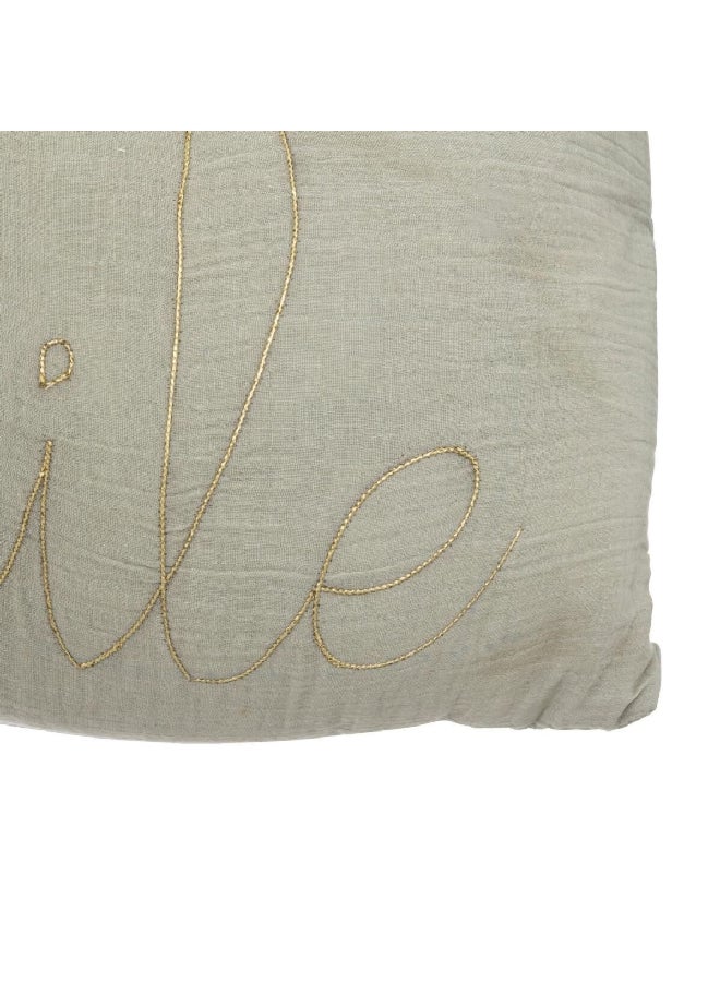 atmosphera Lili Smile Embroidered Rectangular Decorative Cushion Light Green 30 x 50 cm 195896C - Image 2