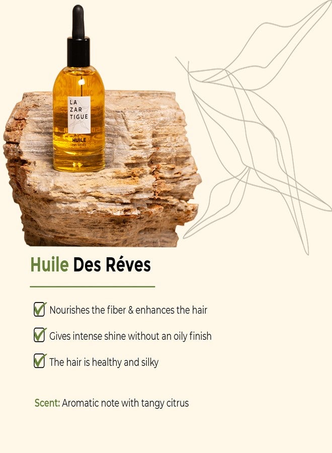 Lazartigue Huile des Rêves Nourishing Dry Oil for Hair, Adds Shine & Nourishment with Argan, Apricot & Camellia Oils, Vegan, Sulfate & Silicone Free, 1.7 Fl Oz - Image 3