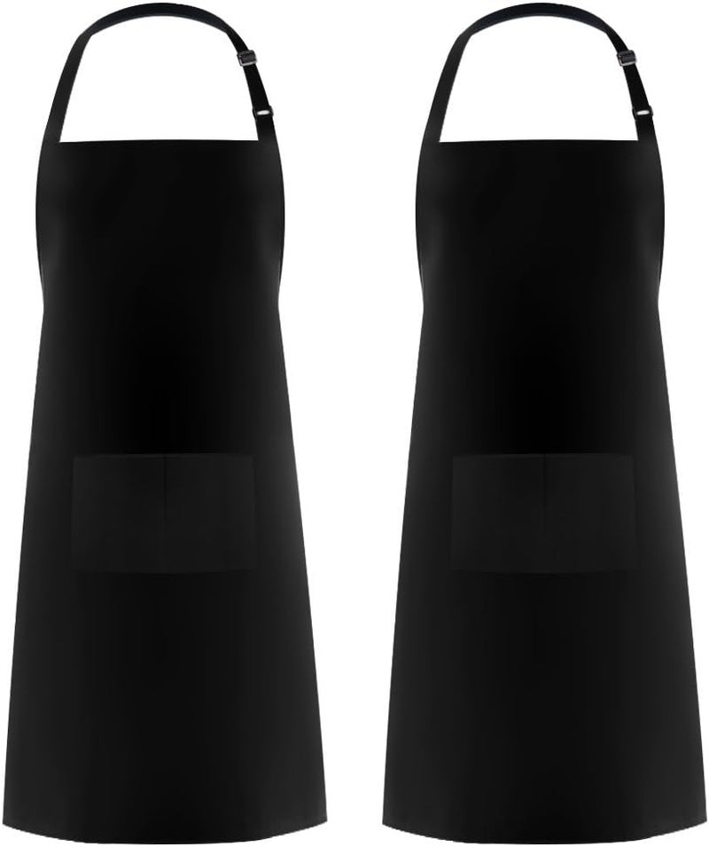 Syntus Apron for Men Women, Adjustable Cooking Kitchen Chef Aprons with 2 Pockets, Basic Black, 26.8 × 33.1 inch - Image 1