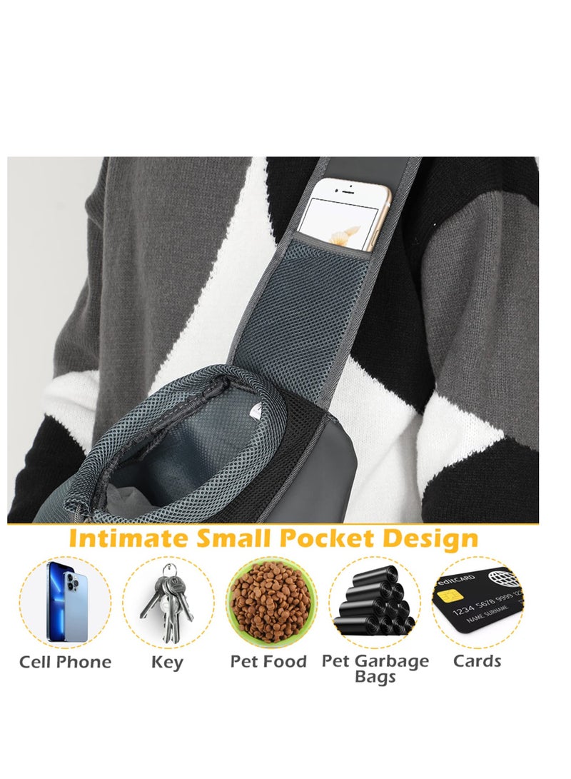 Excefore حقيبة حمل حيوانات أليفة، حقيبة كتف لحيوانات أليفة بدون استخدام اليدين لحمل الحيوانات الأليفة الصغيرة وزن 6 رطل، حقيبة كتف قابلة للتعديل مع حقيبة شبكة قابلة للتنفس للسفر والمشي في الهواء الطلق - Image 4