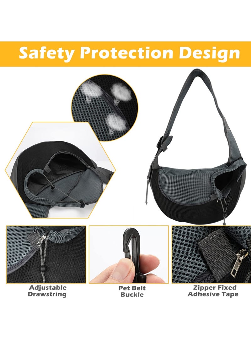 Excefore حقيبة حمل حيوانات أليفة، حقيبة كتف لحيوانات أليفة بدون استخدام اليدين لحمل الحيوانات الأليفة الصغيرة وزن 6 رطل، حقيبة كتف قابلة للتعديل مع حقيبة شبكة قابلة للتنفس للسفر والمشي في الهواء الطلق - Image 3