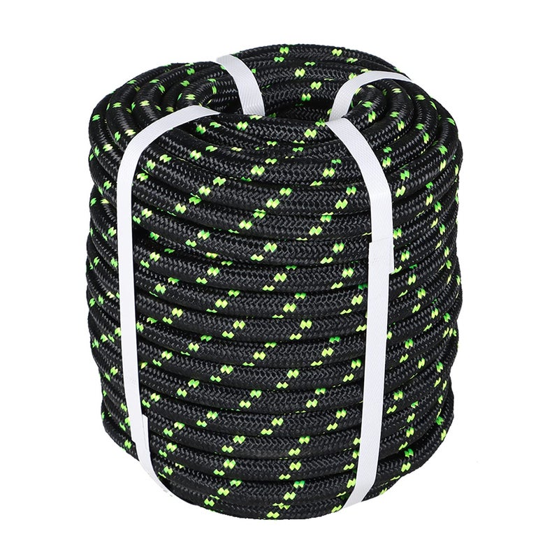 mitoharet 12 Inch x 200 FT Double Braid Polyester Arborist Rigging RopeNylon Pulling Rope Arborist Rigging Rope Sailing Rope for Camping Swings Arborist Gardening Marine Black  Green