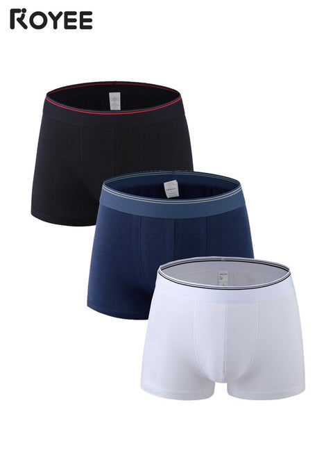 3Pack Pure cotton of Men's underwear，Mid rise flat angle pants, knitted pure cotton for comfortable and breathable underwear