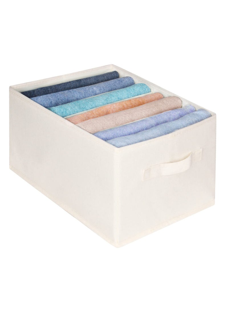 SOLARAE Wardrobe Clothes Organizer, Foldable Clothes Organizer with 7 Grids, Washable Drawer Jeans Organizer, Linen Closet Organizer with Reinforced Handles for Jeans, Pants, Clothes, T-shirts - Image 1