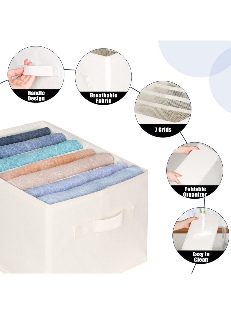 SOLARAE Wardrobe Clothes Organizer, Foldable Clothes Organizer with 7 Grids, Washable Drawer Jeans Organizer, Linen Closet Organizer with Reinforced Handles for Jeans, Pants, Clothes, T-shirts - Image 3