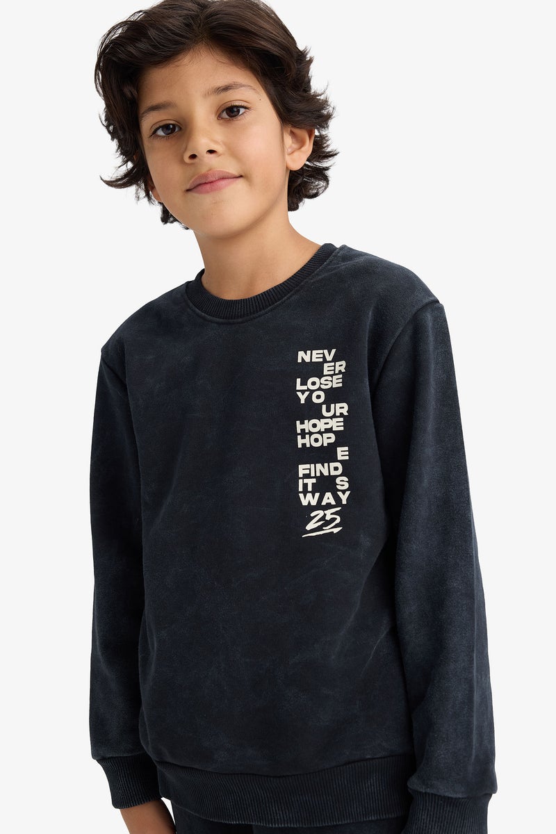 DeFacto Grey Boy Boy Printed Sweatshirt Sweatpants 2 Piece Set Casual - Image 2