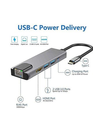 USB C Hub,Type C Hub,10/100Mbps Aluminum USB Ethernet Adapter with RJ45 Network LAN Port and 5 USB 2.0 Ports for PC, MacBook, Mac Pro, Mac Surface Pro, XPS, PC (5 in 1 USB C HUB+RJ45) - pzsku/ZB82CA3DE79CDBA92A592Z/45/_/1690790261/aca1fd89-892c-40b3-ad5c-6a08ee2e4fbc