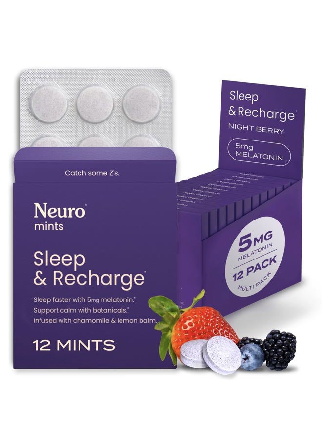 Neuro نعناع ذوبان النوم والاسترخاء - يحتوي على ميلاتونين 5 ملغ، بابونج وتوت البلسان - مساعدة سفر للاسترخاء الليلي ودورة نوم صحية - توت الليل 144، حبة - Image 1
