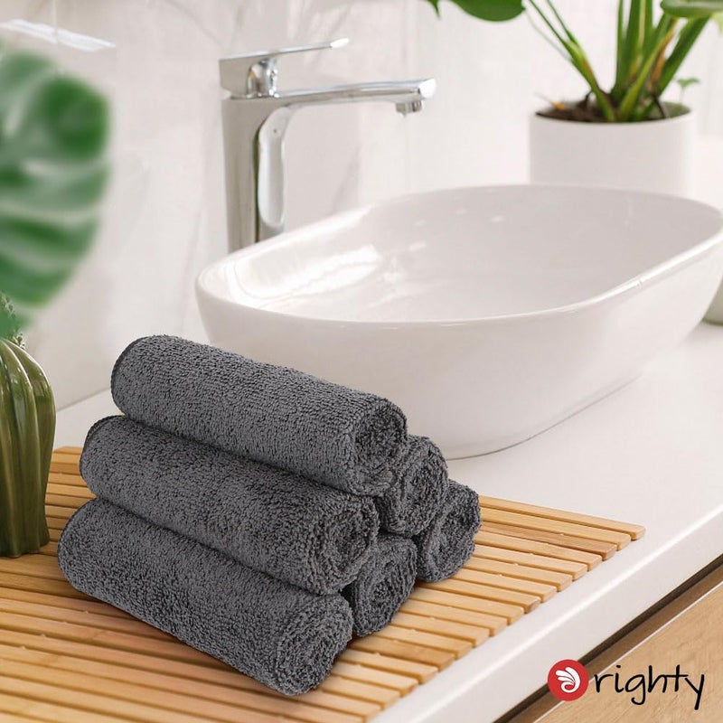 Orighty 6-Pack Grey Hand Towels - Quick Drying & Absorbent Microfiber Gym Towels 16x28 inches - Lightweight & Thin Grey Yoga Towel - Multi-Purpose Camping Towel for SPA, Hotel & Bathroom - Image 4