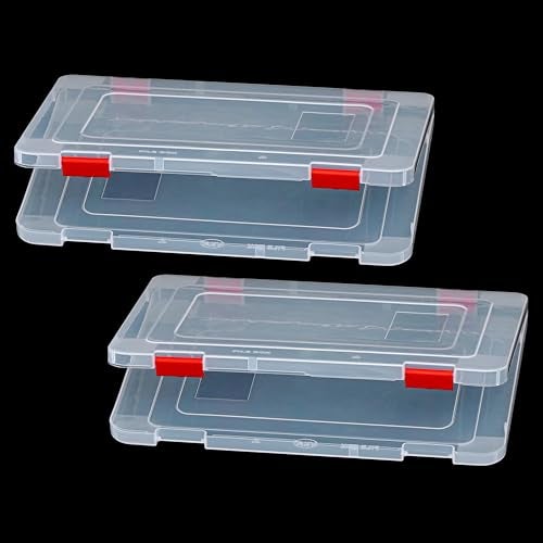 Livzing Plastic Portable File Folder Case | Transparent Documents Lockable Boxes for A4 Sheet, Photos, Magazines, Cards | Portable organizer for Envelopes, Certificates | Office Supplies-Pack of 2 - Image 1