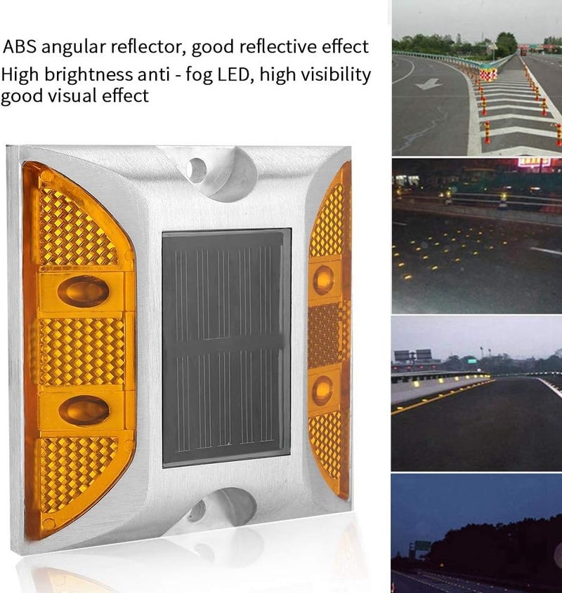 klarako LED Warning Light Orange Solar Powered Pouring Aluminum Garden Warning Light Flashing Barricade Light Road Construction Safety Sign - Image 4