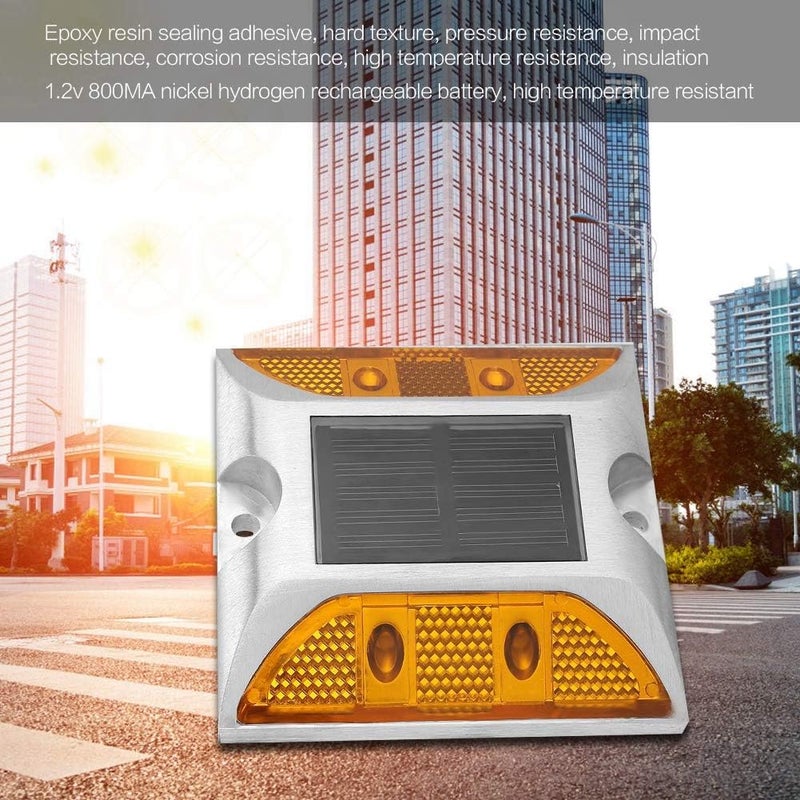 klarako LED Warning Light Orange Solar Powered Pouring Aluminum Garden Warning Light Flashing Barricade Light Road Construction Safety Sign - Image 3