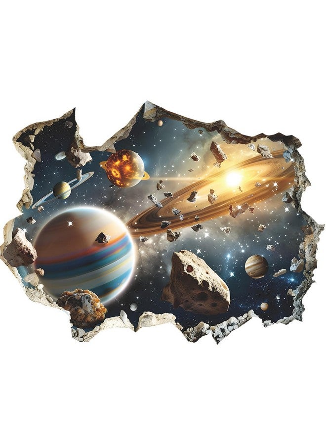 MEFOSS 3D Blue Cosmic Galaxy Wall Decals Removable Magic 3D Milky Way Outer Space Planet Window Wall Stickers Murals Wallpaper Decor for Home Walls Floor Ceiling Boys Room Kids Bedroom - Image 1