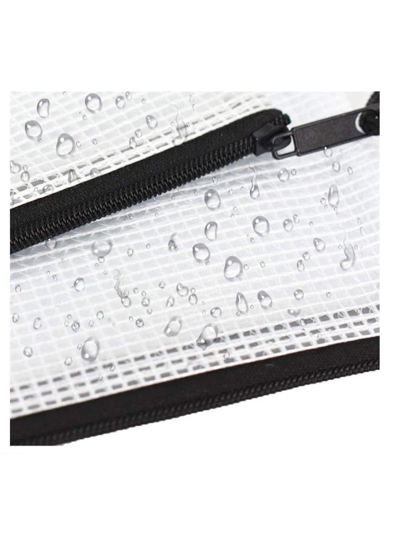 ELECDON A3 Size Zipper Pouch, Extra Thick, File Folder, Mesh Zipper Bags, Plastic Waterproof Document Pouch for Office  School Supplies and Cosmetics Travel Accessories(5Pcs), Black - Image 4