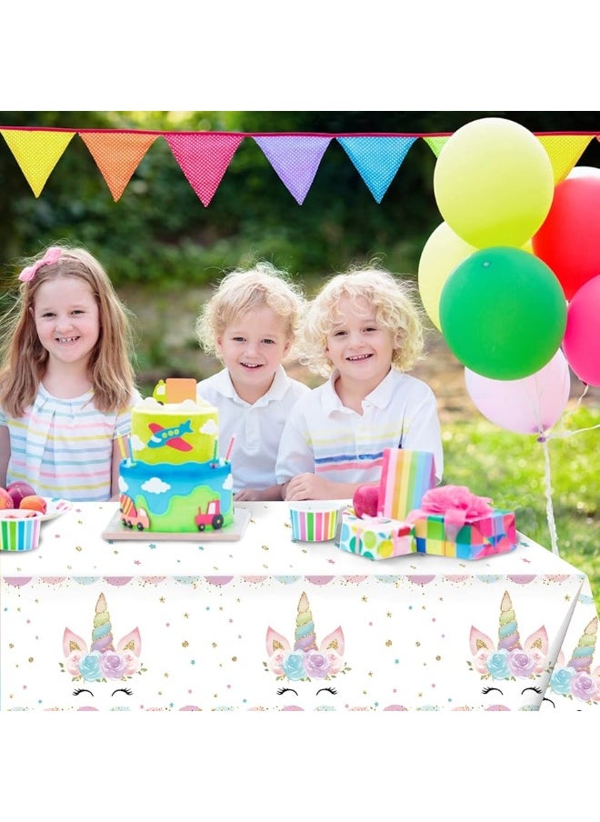 DaiUni 1PCS Unicorns Party Tablecloths for Birthday Party Decoration, Plastic Disposable Rectangle Party Table Covers for Kids Girls Birthday Baby Shower Party Supplies, 54" x 108"  - Image 5