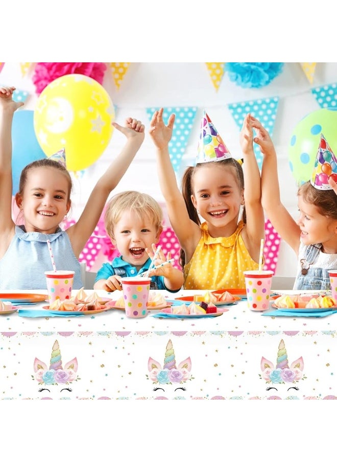 DaiUni 1PCS Unicorns Party Tablecloths for Birthday Party Decoration, Plastic Disposable Rectangle Party Table Covers for Kids Girls Birthday Baby Shower Party Supplies, 54" x 108"  - Image 4