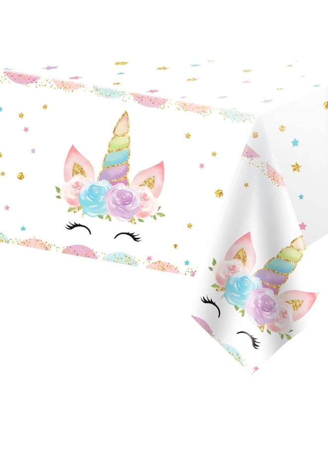 DaiUni 1PCS Unicorns Party Tablecloths for Birthday Party Decoration, Plastic Disposable Rectangle Party Table Covers for Kids Girls Birthday Baby Shower Party Supplies, 54" x 108"  - Image 2