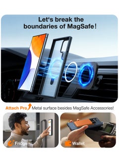 TORRAS Magnetic Ostand Ring Case with Stand Designed for Samsung Galaxy S24 Ultra Case [Fit for MagSafe&Wireless Charging] [Mil-Grade Drop Tested] Transparent Hard Back Soft Edge, Black  - Image 4