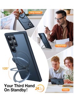 TORRAS Magnetic Ostand Ring Case with Stand Designed for Samsung Galaxy S24 Ultra Case [Fit for MagSafe&Wireless Charging] [Mil-Grade Drop Tested] Transparent Hard Back Soft Edge, Black  - Image 5