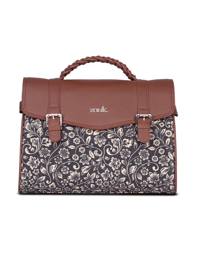 ZOUK حقيبة ساتشيل تراث كونكونا للنساء | جوت | جلد نباتي مصنوع يدويًا مع حزام كتف قابل للفصل - Image 1