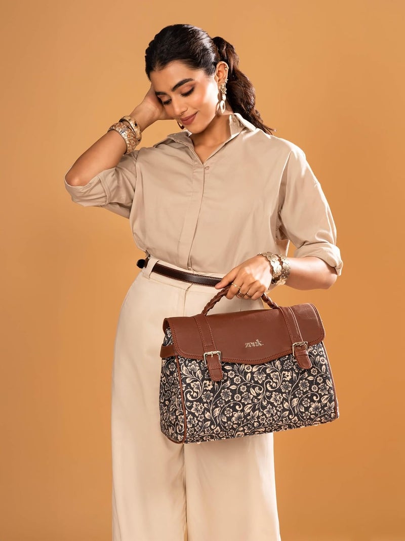 ZOUK حقيبة ساتشيل تراث كونكونا للنساء | جوت | جلد نباتي مصنوع يدويًا مع حزام كتف قابل للفصل - Image 2