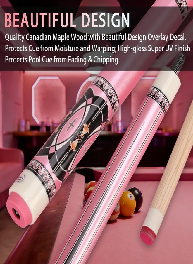 Walkerby Pink Pool Cue Stick Set(20 oz), 58 inch Canadian Maple Cue Stick with 12mm Pink Leather Tip and Joint Protector, Professional Billiard Cue Stick Gifts for Ladies (58 inch Pink cue only) - Image 2