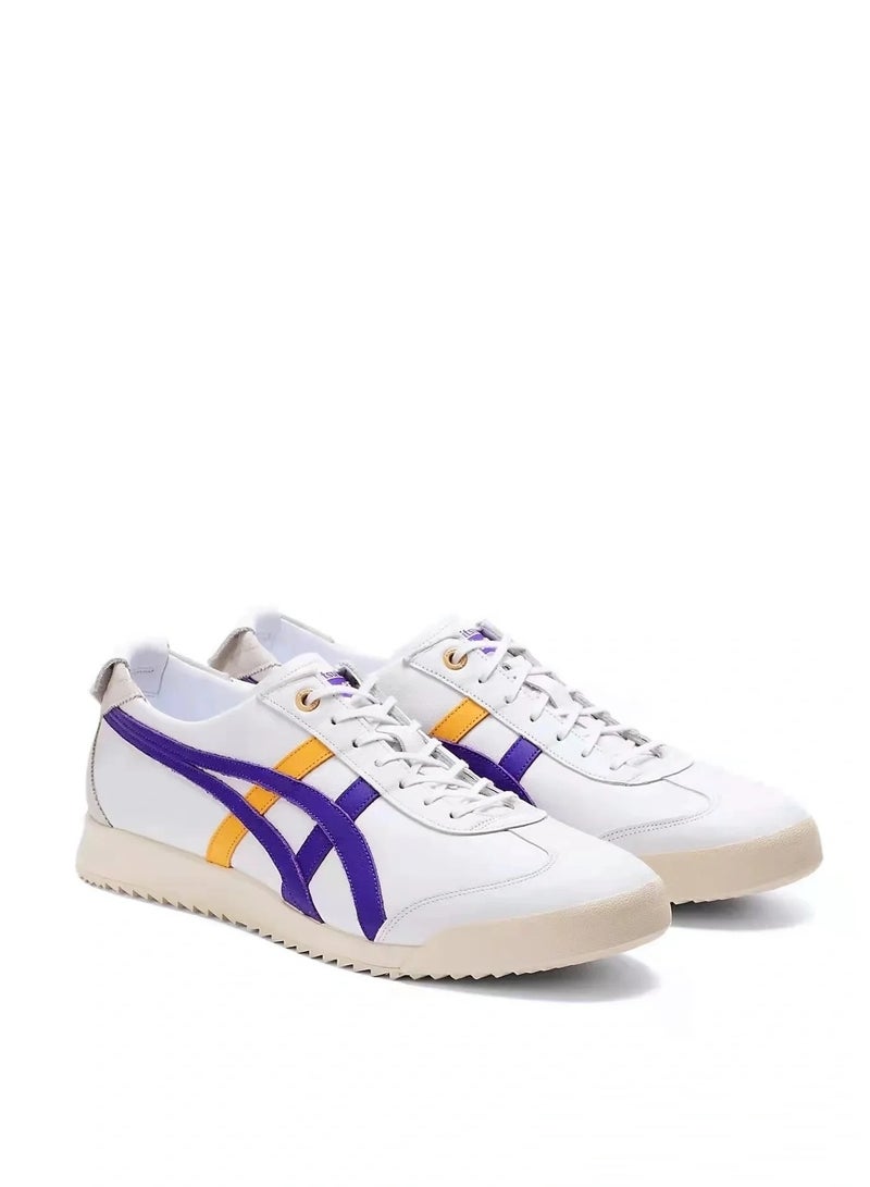 أونيتسوكا تايجر حذاء رياضي مكسيكو66 EX ذو نعل سميك كاجوال رياضي/حذاء رياضي ملون أبيض/أرجواني/أصفر للنساء والرجال - Image 1