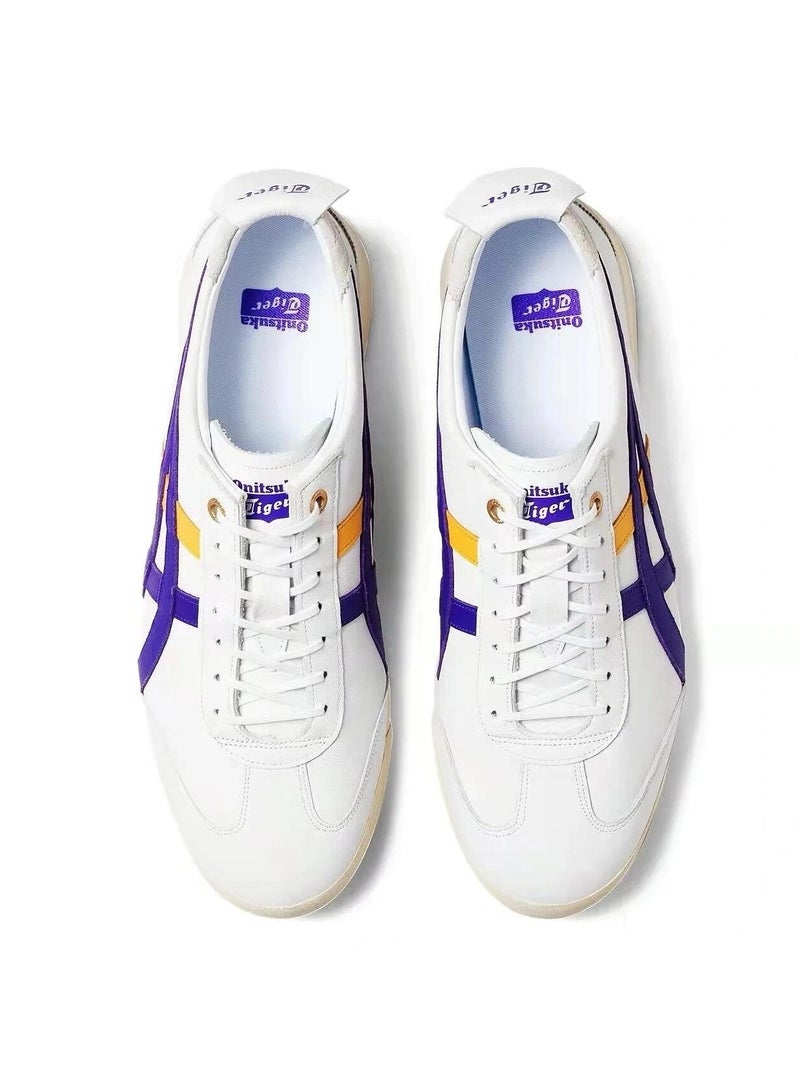 أونيتسوكا تايجر حذاء رياضي مكسيكو66 EX ذو نعل سميك كاجوال رياضي/حذاء رياضي ملون أبيض/أرجواني/أصفر للنساء والرجال - Image 2