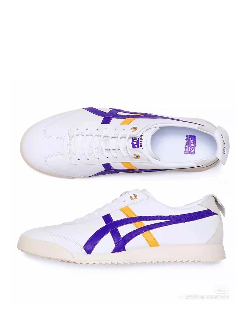 أونيتسوكا تايجر حذاء رياضي مكسيكو66 EX ذو نعل سميك كاجوال رياضي/حذاء رياضي ملون أبيض/أرجواني/أصفر للنساء والرجال - Image 4