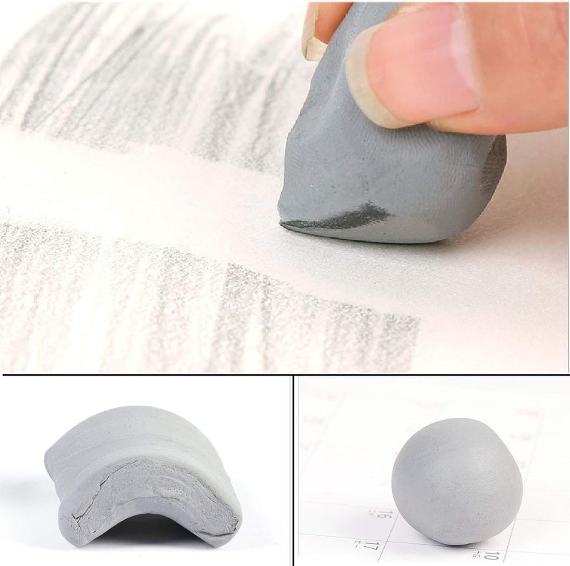 Definite قلم أبيض فني للتأمل والتسليط، أقلام فحم مضغوطة، أسطوانات دمج ورقية وممحاة قابلة للعجن واحدة - Image 5